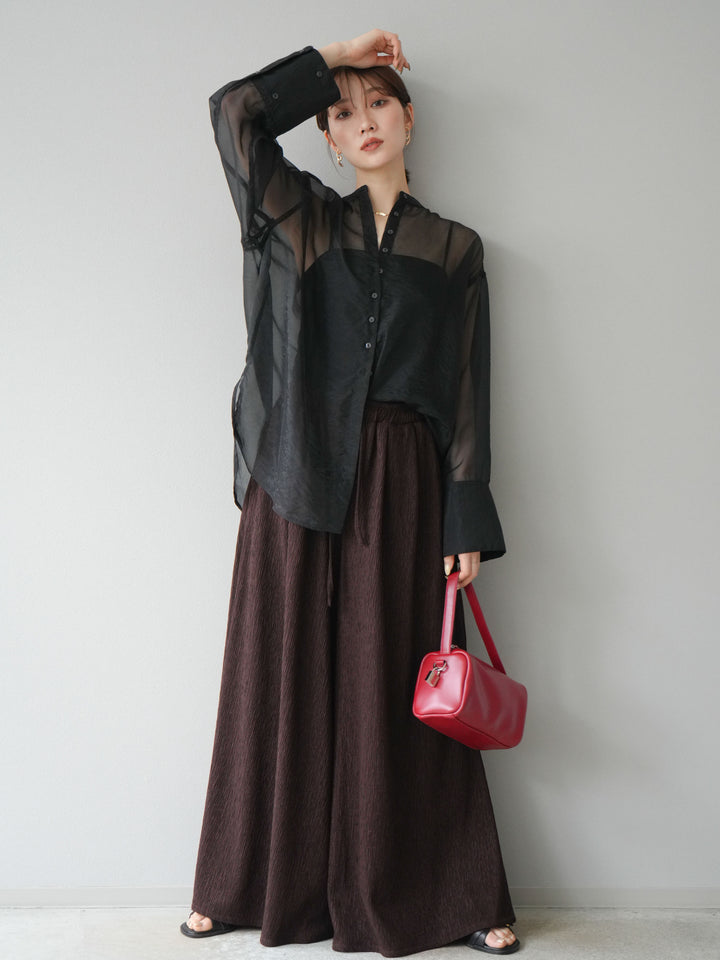 [予約]楊柳バギーパンツ/ブラウン