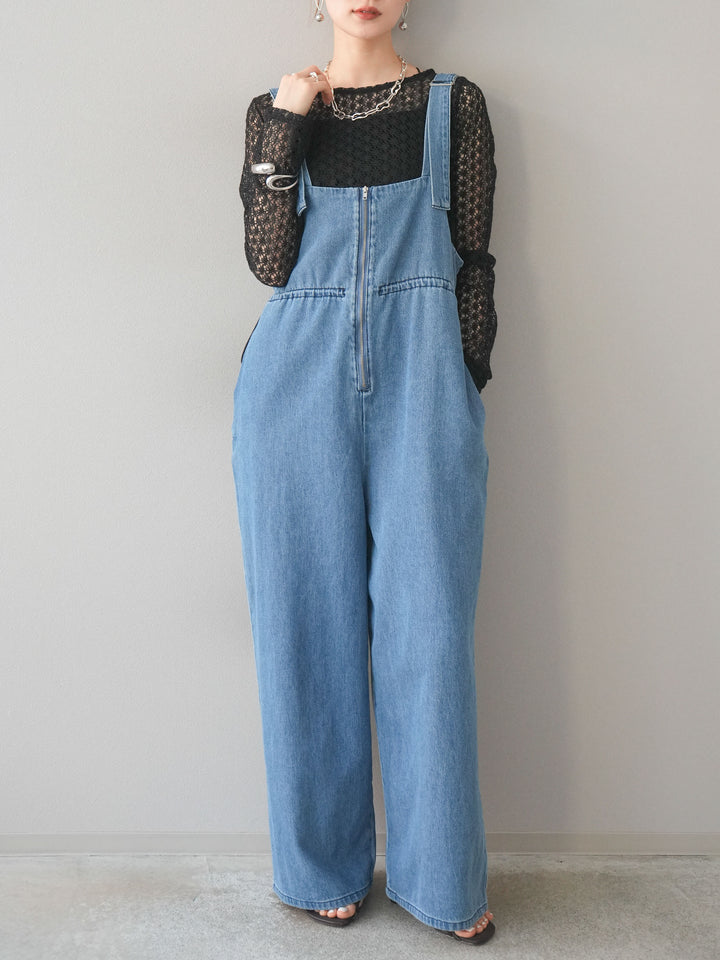 [予約]透かし編みトップス/ブラック