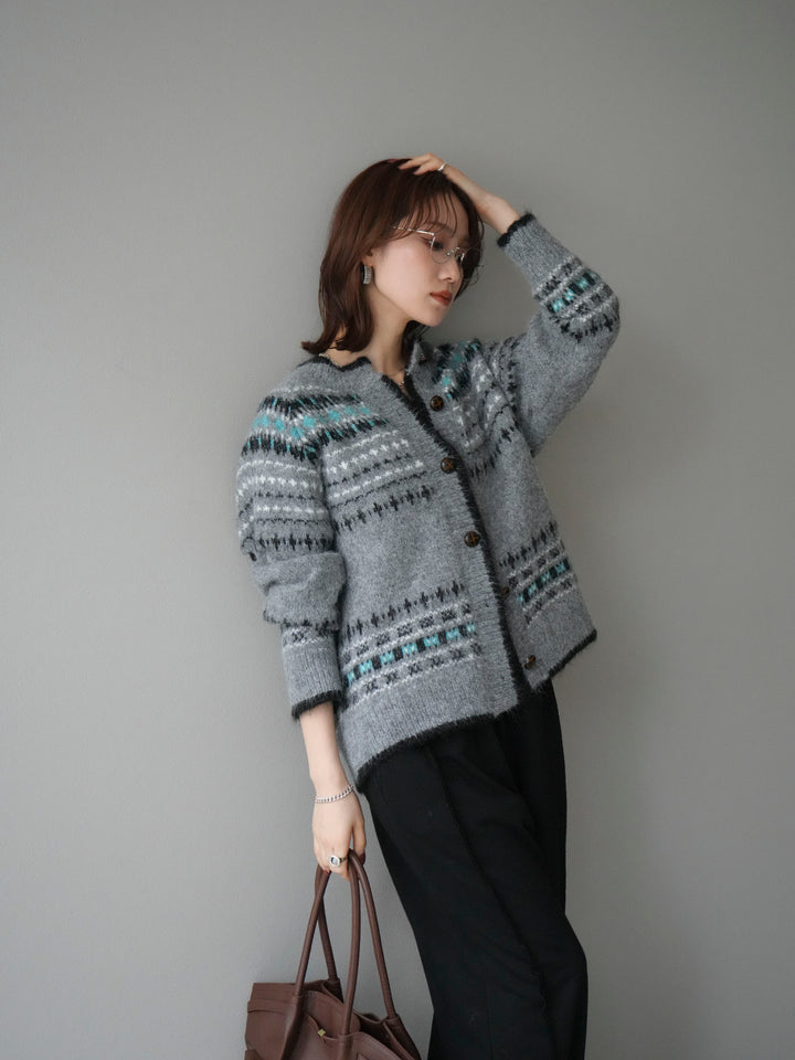 [SET]求心柄ウッドボタンニットカーディガン+2WAYデザインスウェットパンツ(2set)