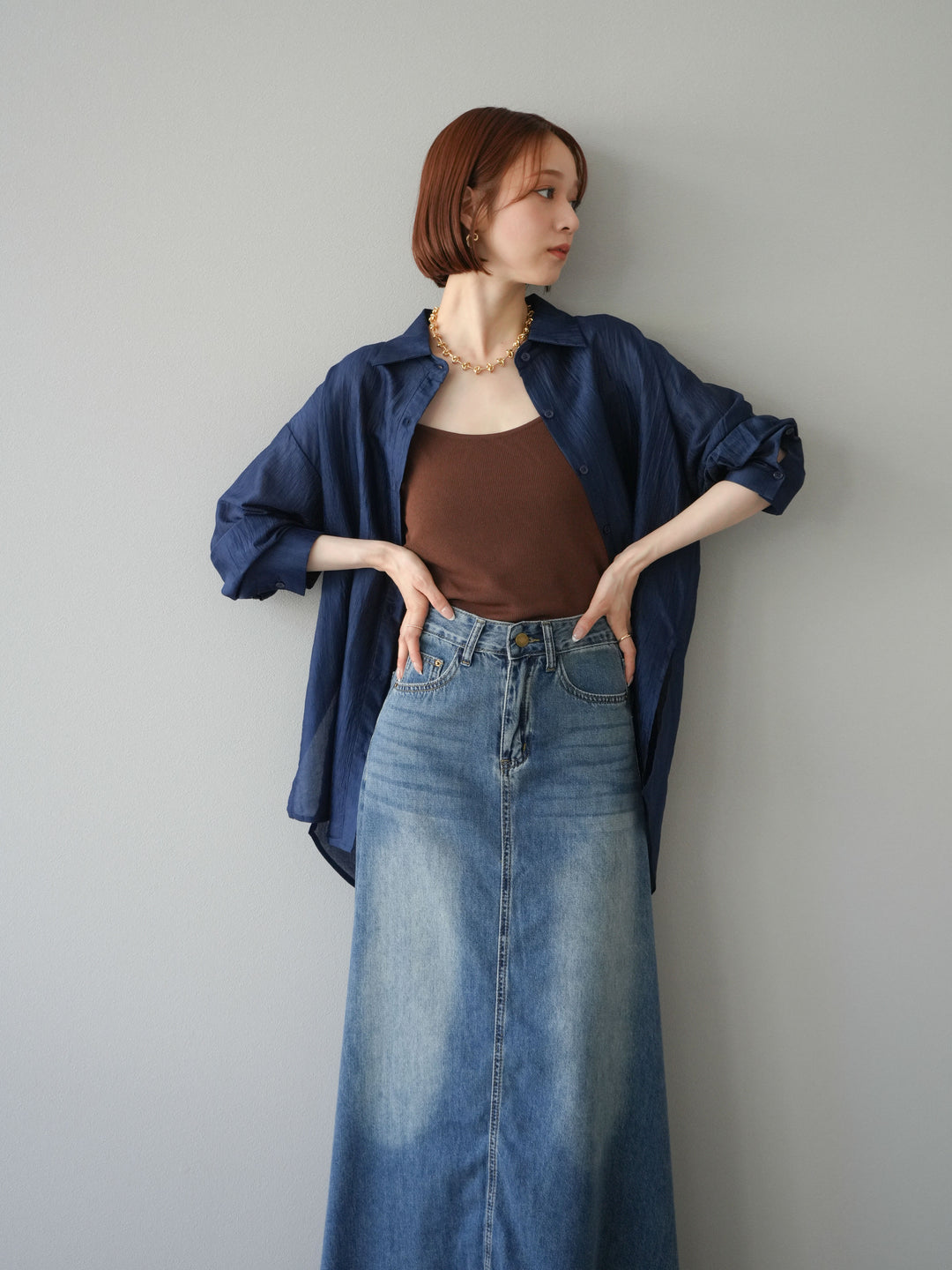 [予約]ワッシャーシャイニーシャツ/ブルー