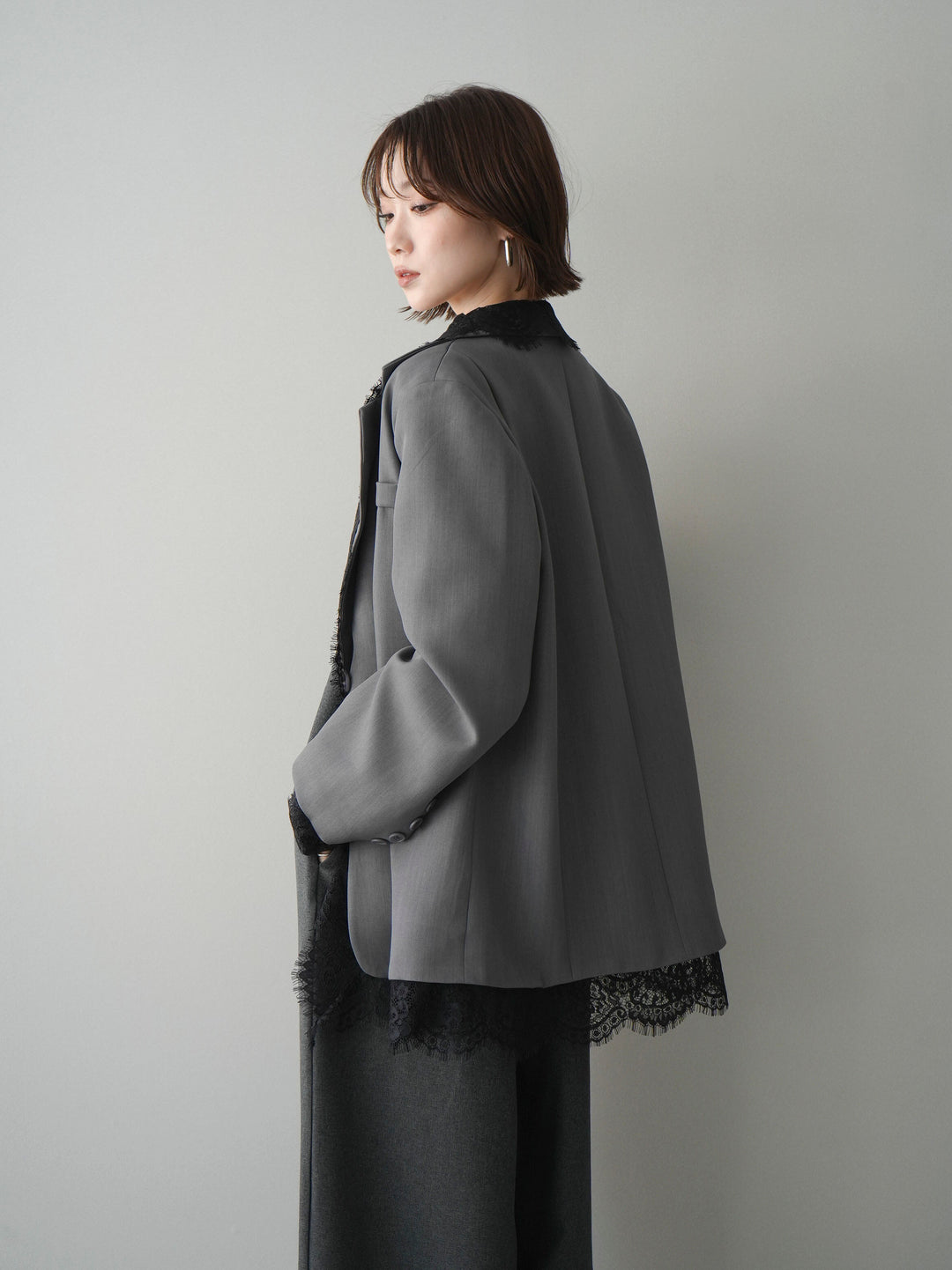 [予約]レースドッキングオーバージャケット/gray