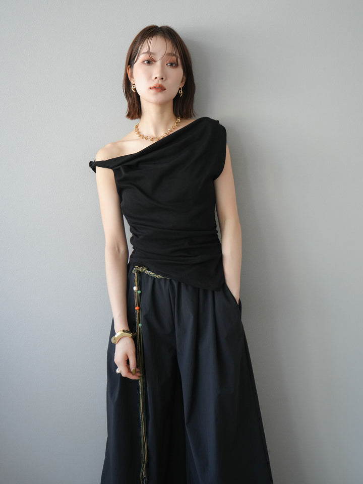 [SET]タックデザイントップス＆ビーズベルト付きパンツSET UP(2set)