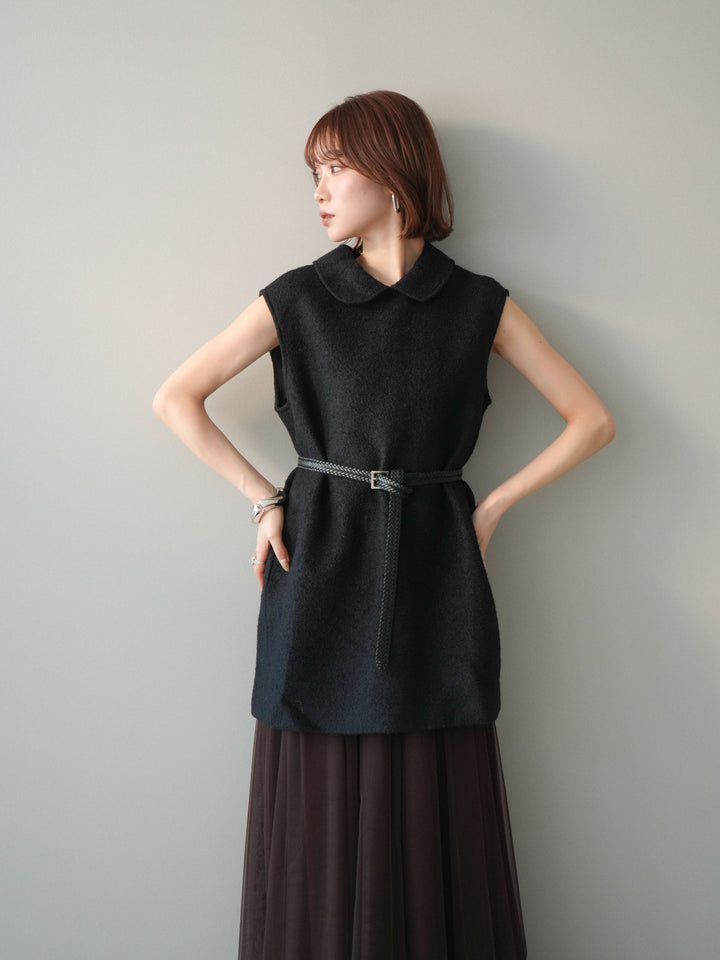 [SET]襟付きブークレミニワンピース+選べるアクセセット(2set)