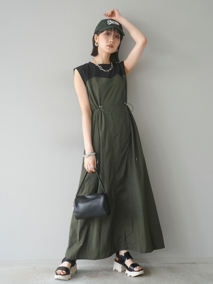 [SET] 剪裁對接尼龍洋裝 + 可選飾品套裝 (2 套)