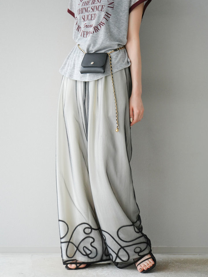 [予約]リネンライクイージーワイドパンツ/アイボリー