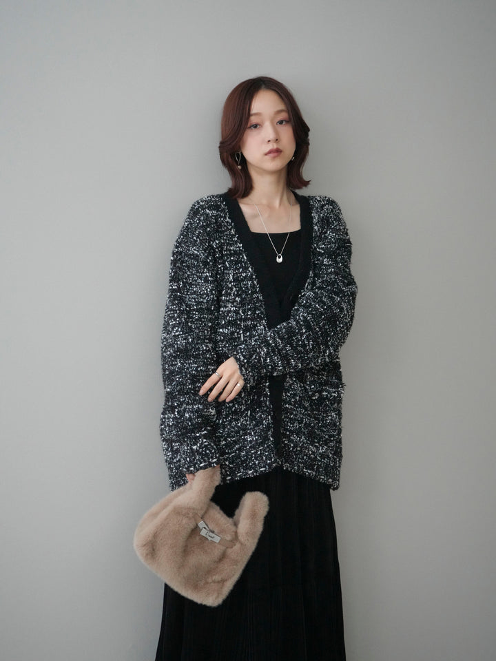 [予約]モールネップニットカーディガン/black
