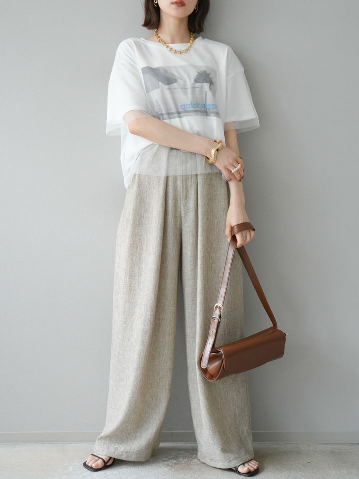 [予約]チュールドッキングフォトTシャツ/オフホワイト×ブルー