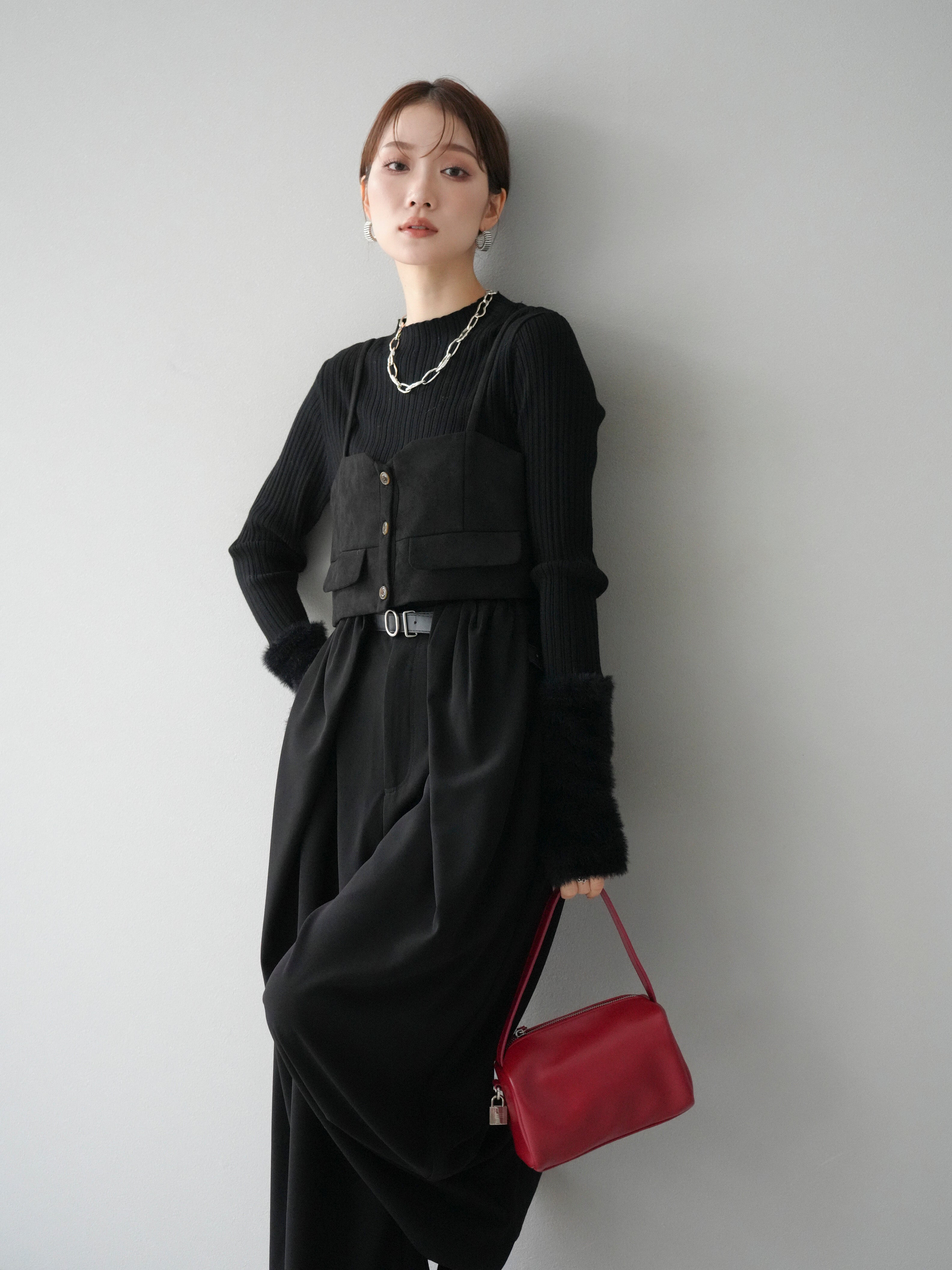 予約]スウェードビスチェ/ブラック – Lumier