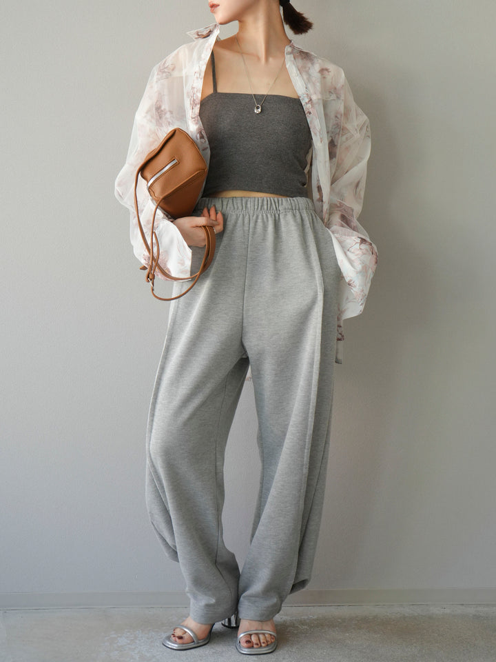 [予約]チュールドッキングフラワー柄オーバーサイズシャツ/オフ