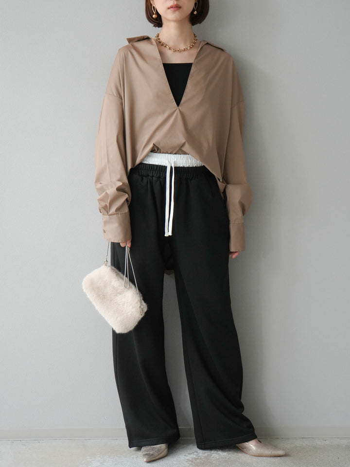 [予約]ブロードディープスキッパーブラウス/ベージュ