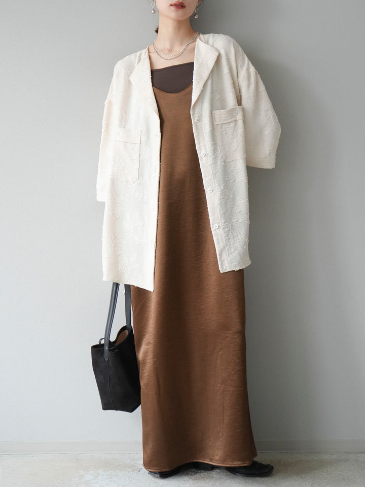 [予約]ジャガードハーフスリーブシャツ/アイボリー