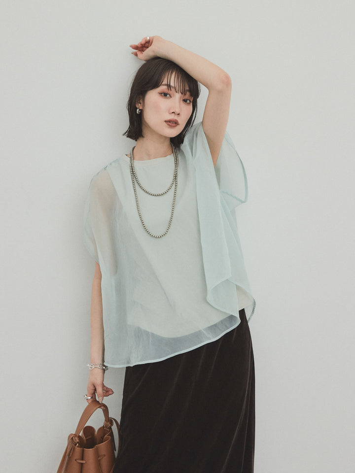 [予約]コンパクトスムースシアーレイヤードトップス/ミント