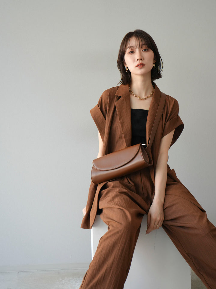 [SET]リネンライクノースリーブダブルジレ+リネンライクノースリーブダブルジレ(2set)