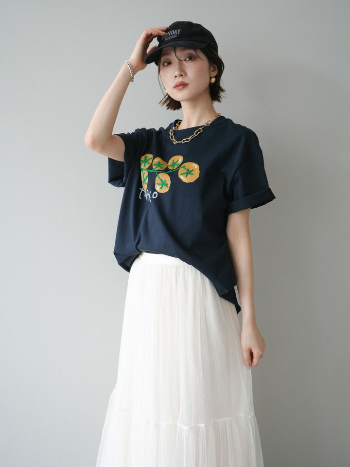 [SET]トマト刺繍TEE+チュールレーススカート(2set)