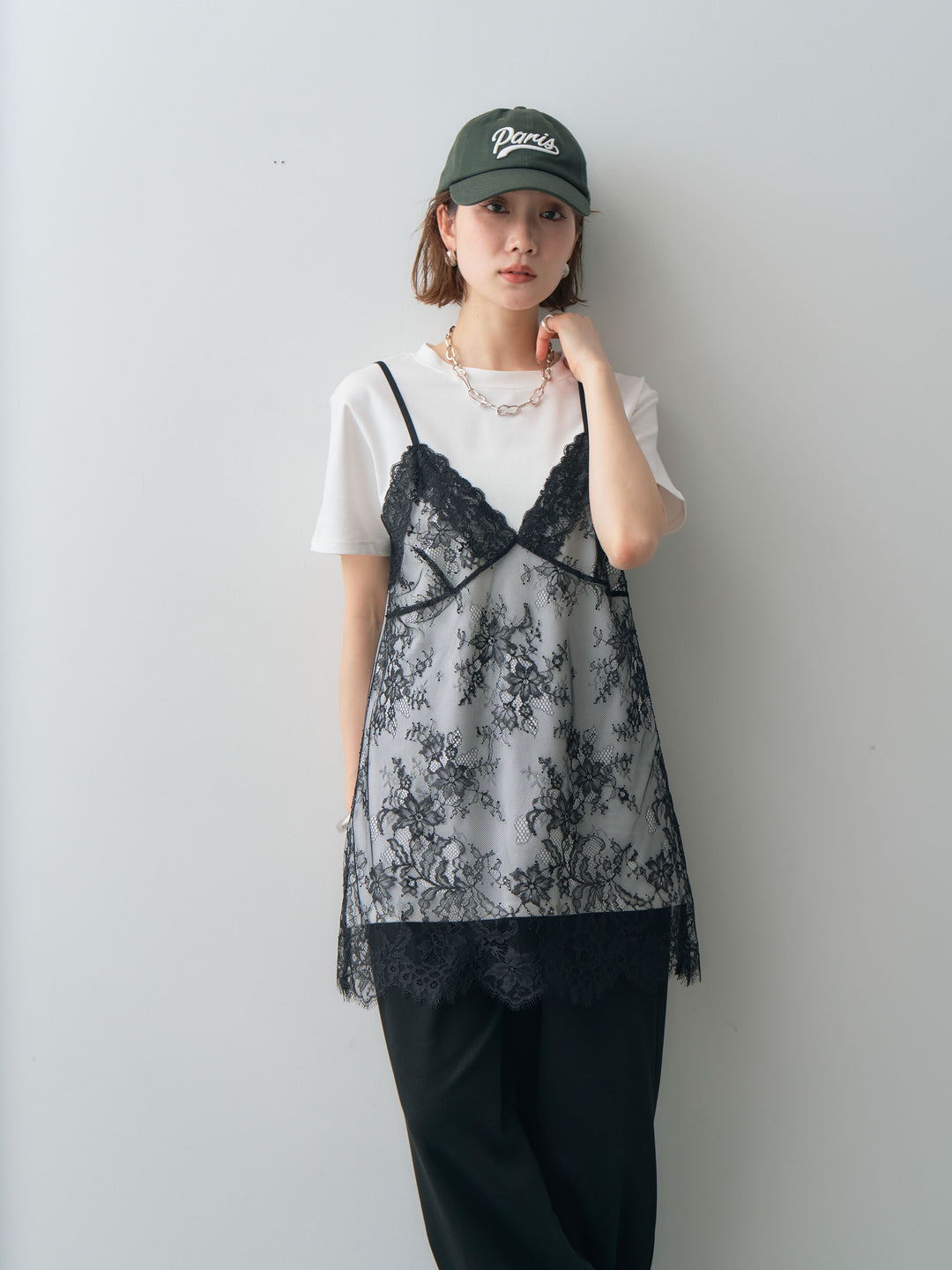 [予約]レースキャミチュニックレイヤードTEE/off