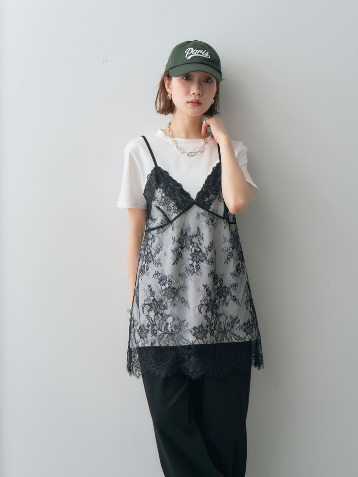 [予約]レースキャミチュニックレイヤードTEE/off