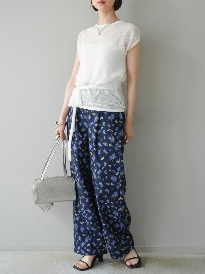 [予約]ブーケプリントタックパンツ/ネイビー