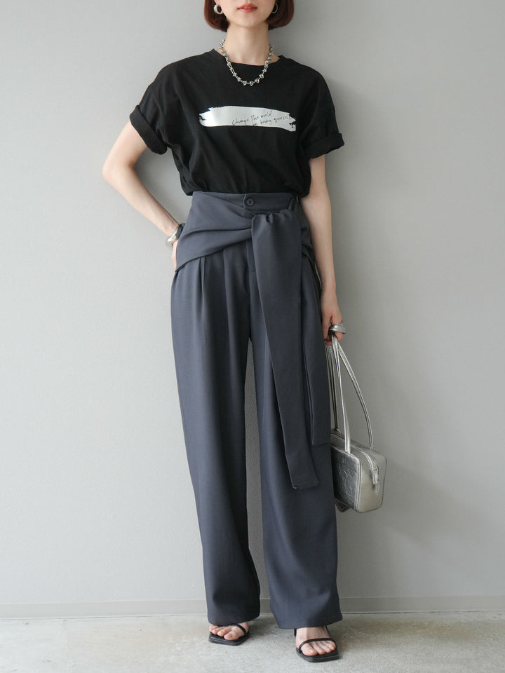 [予約]箔プリントTシャツ/ブラックシルバー