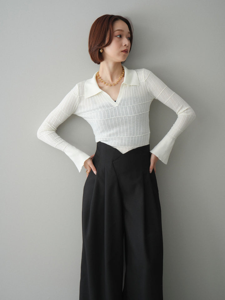 [予約]シアーリブスキッパーニットトップス/ivory