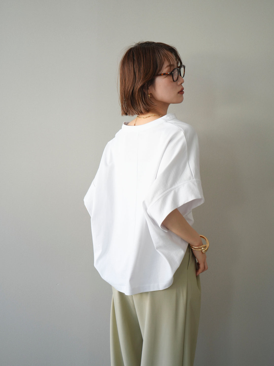 [予約]スキッパーワイド半袖トップス/white