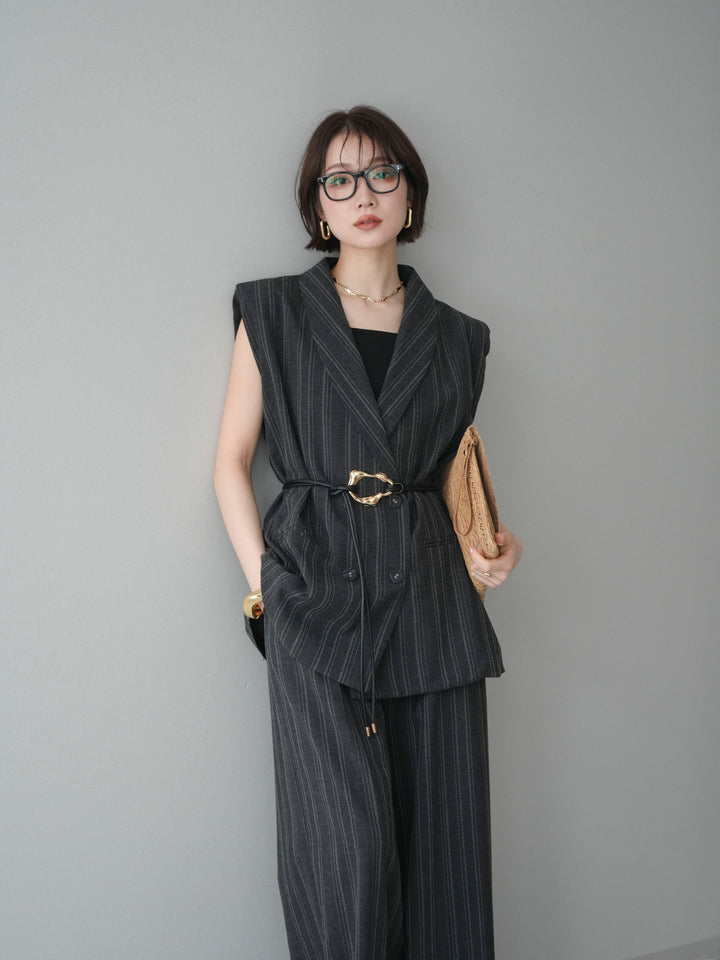 [SET]モチーフベルト付ストライプジレ＆パンツSETUP