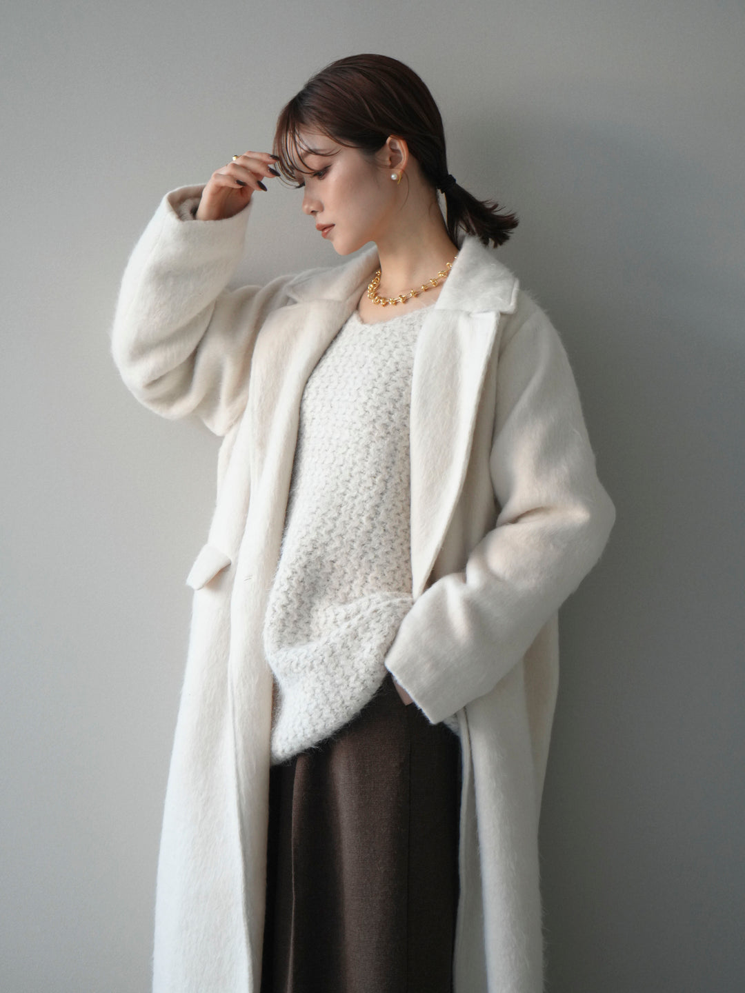 [予約]ソフトシャギーチェスターコート/ivory