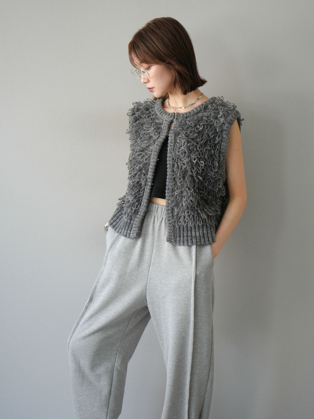 [予約]ループデザインホックベスト /チャコール