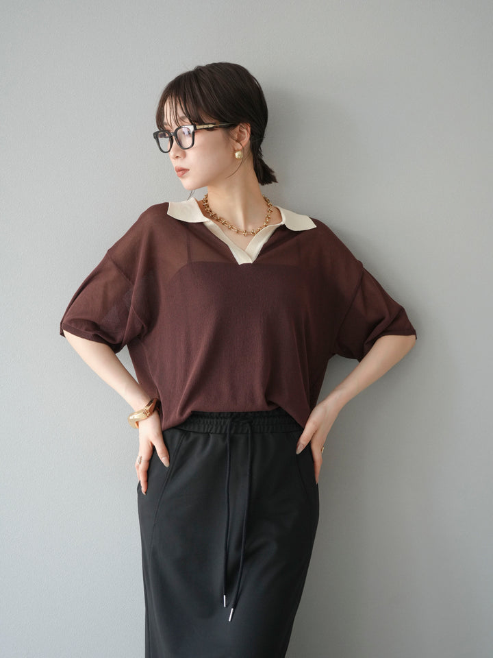 [予約]シアーポロニットプルオーバー/ブラウン