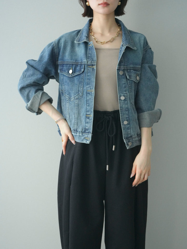 [SET]配色ステッチデニムジャケット+配色ステッチデニムジャケット(2set)