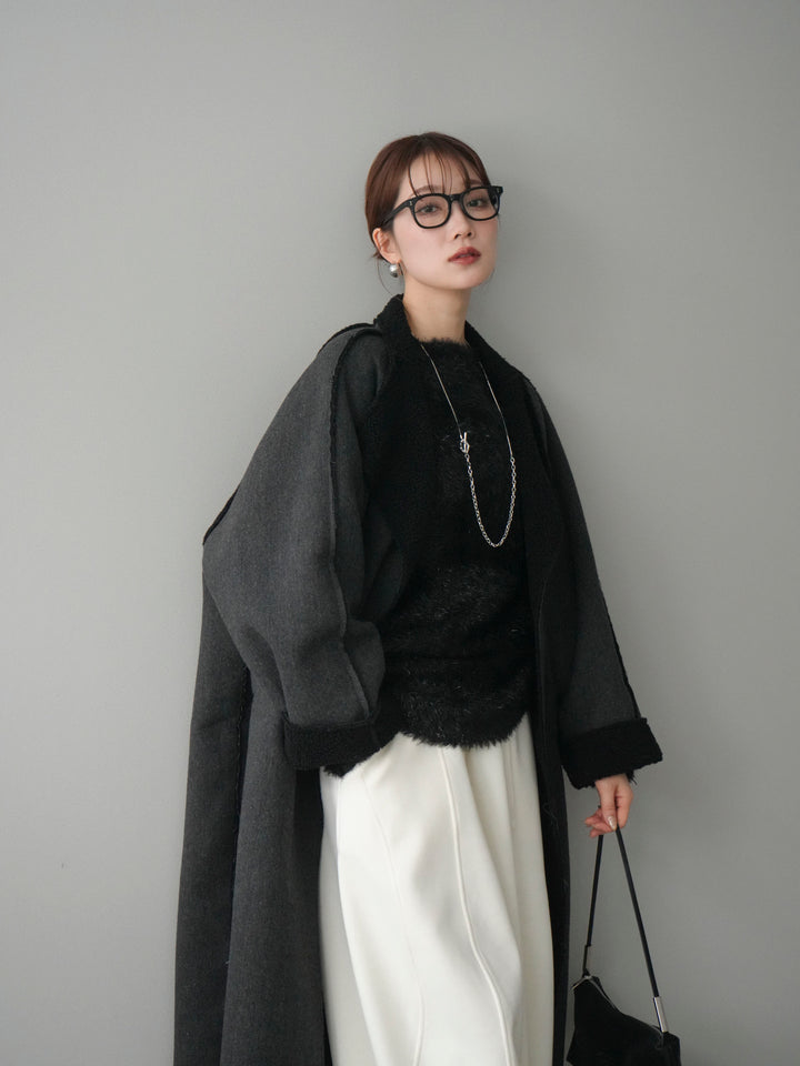 [予約]アウトシーム裏ボアコート/black