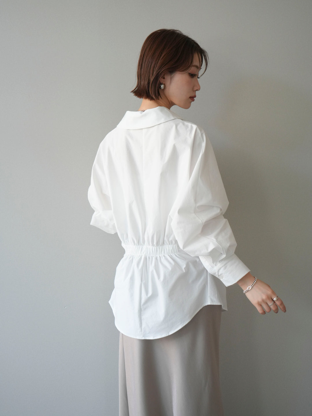[予約]ウエストギャザースキッパーシャツ/white