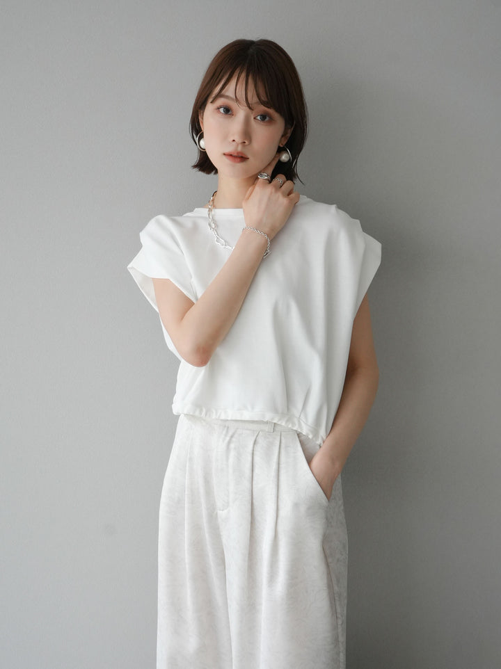 [Pre-order] 2-tuck nuanced satin wide pants/ivory