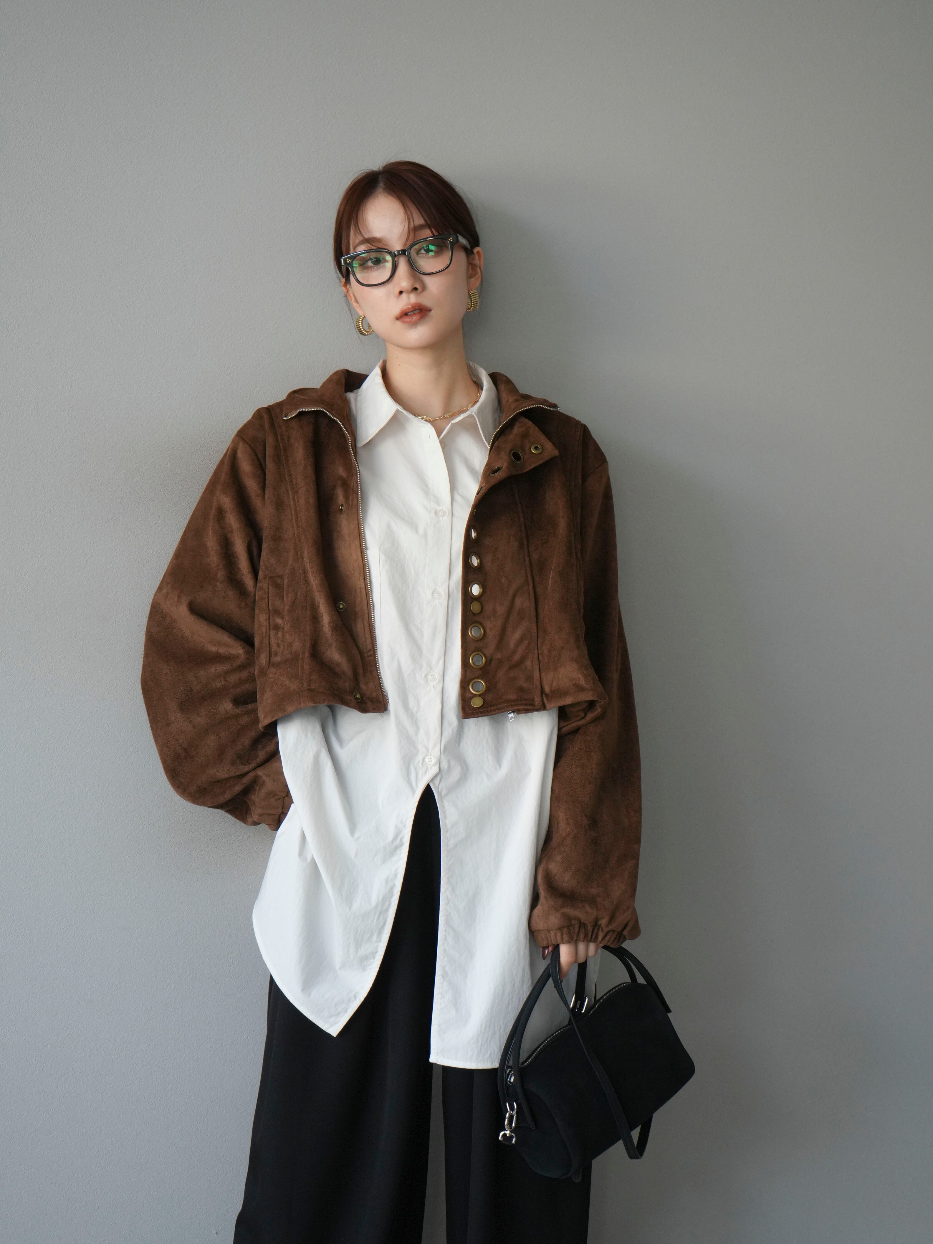 ブラウン ショート丈　半袖　ブルゾン メンズのブルゾン（ブラウン/茶色系・ショート丈）ファッション通販