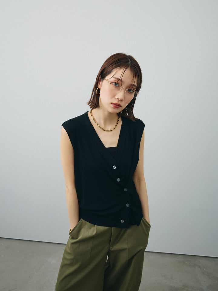 [予約]クールタッチ2WAYデザインニットベスト/ブラック