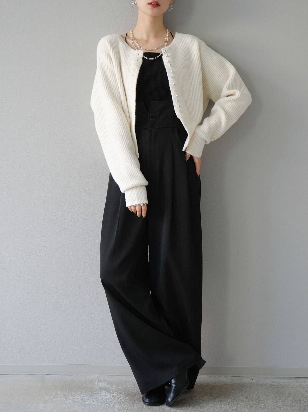 [予約]スリットヘムフェザーニットカーディガン/アイボリー
