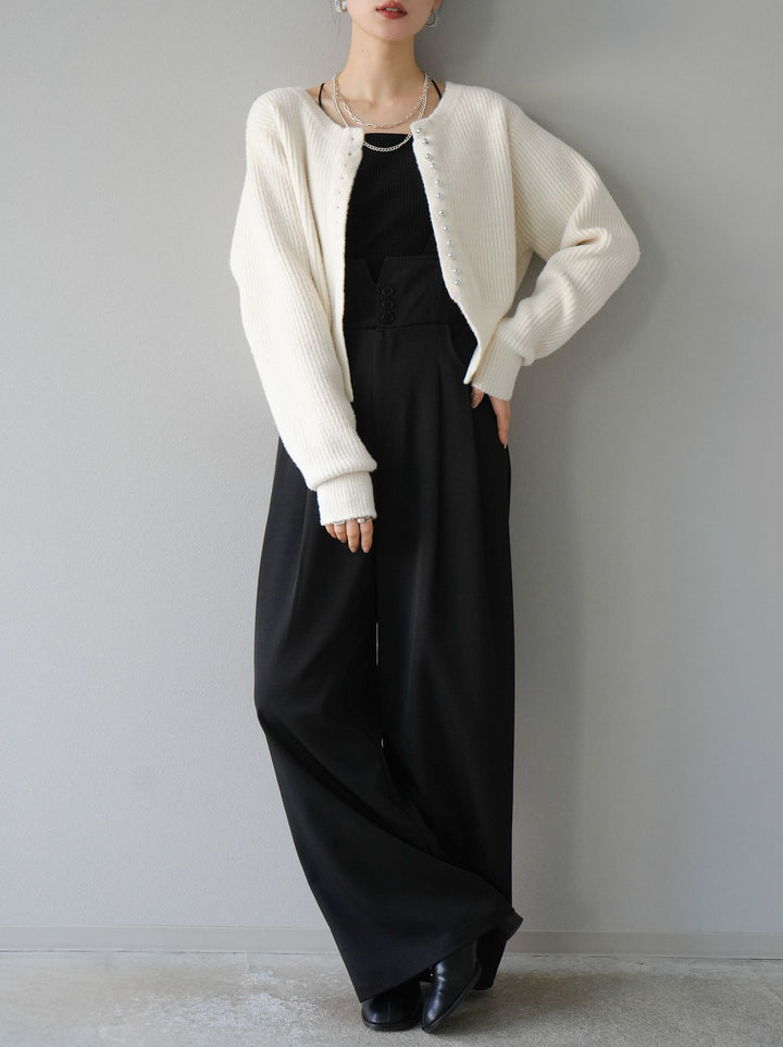 [予約]スリットヘムフェザーニットカーディガン/アイボリー