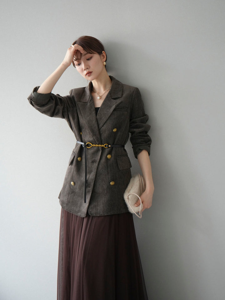 [SET]ベロアダブルジャケット+チュールボリュームスカート(2set)