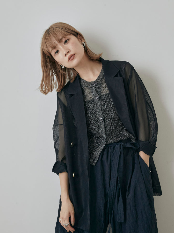 [予約]メッシュテーラードジャケット/ネイビー