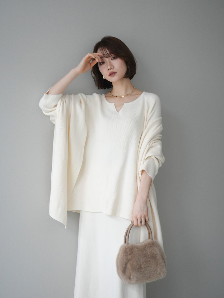 [SET]ストール付キーネックニットSET UP