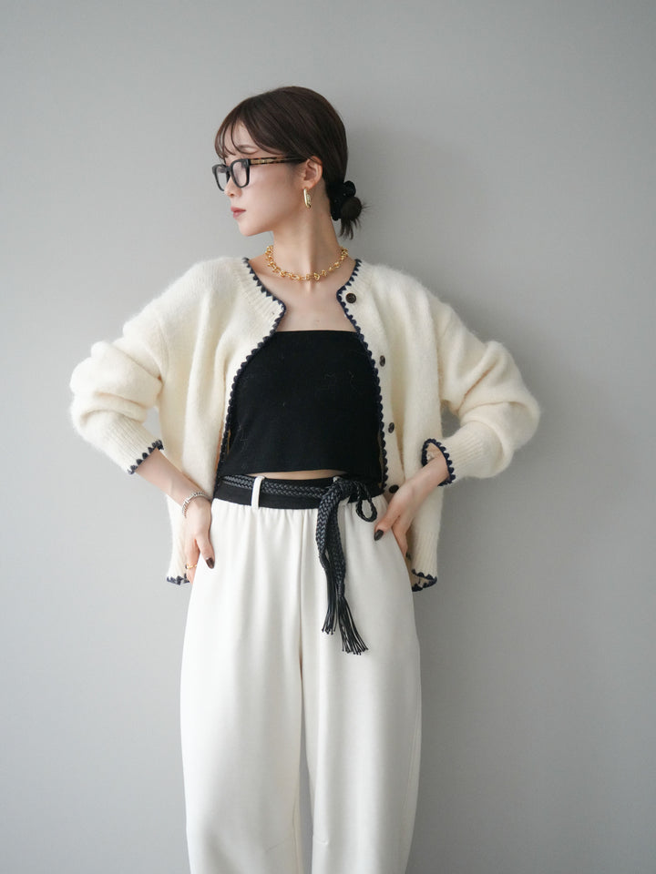 [SET]三角ステッチニットカーディガン+三角ステッチニットカーディガン(2set)