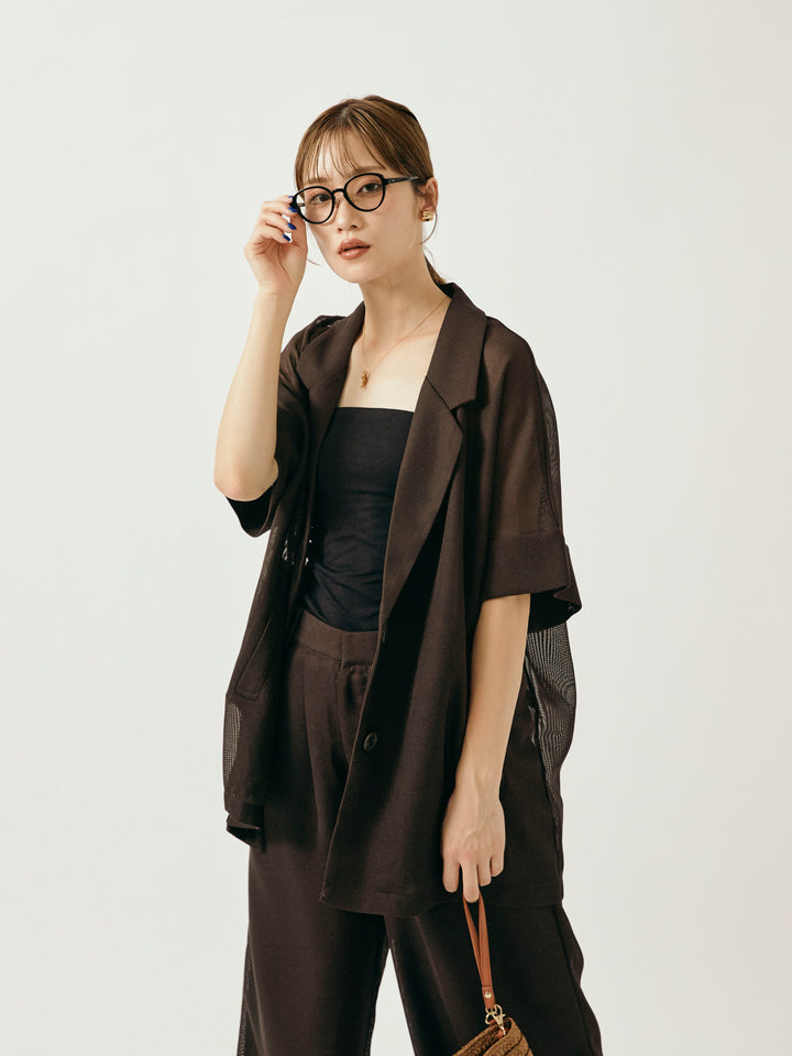 【Allure】[SET]メッシュハーフテーラードジャケット+メッシュハーフテーラードジャケット(2set)