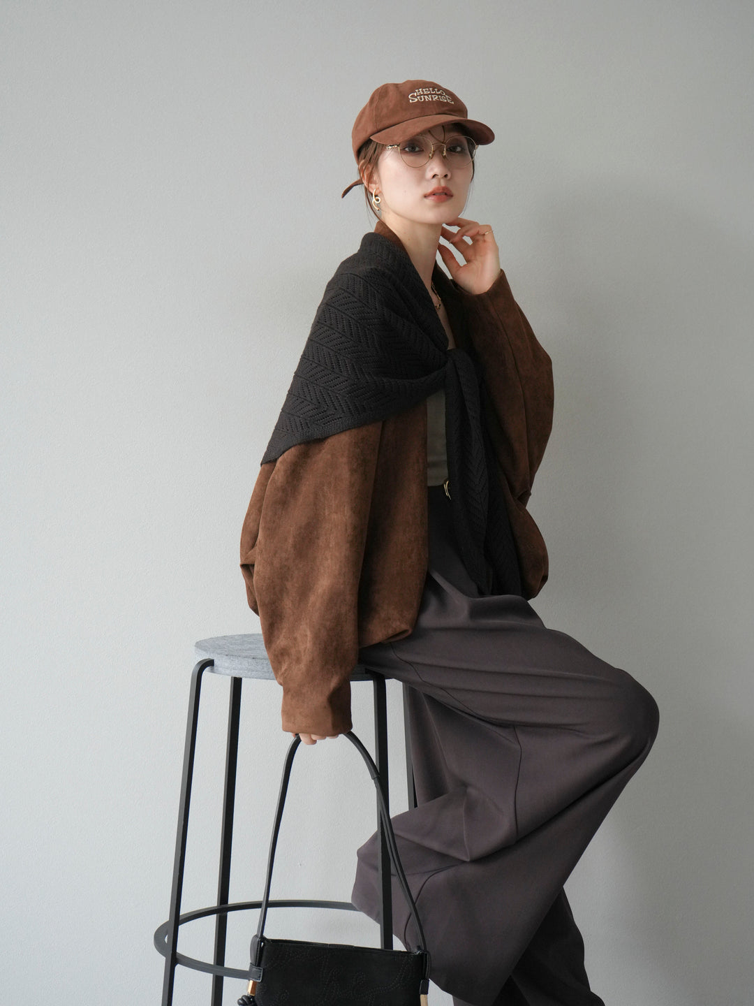 [SET] 麂皮外套+皮帶環設計寬褲（2套）