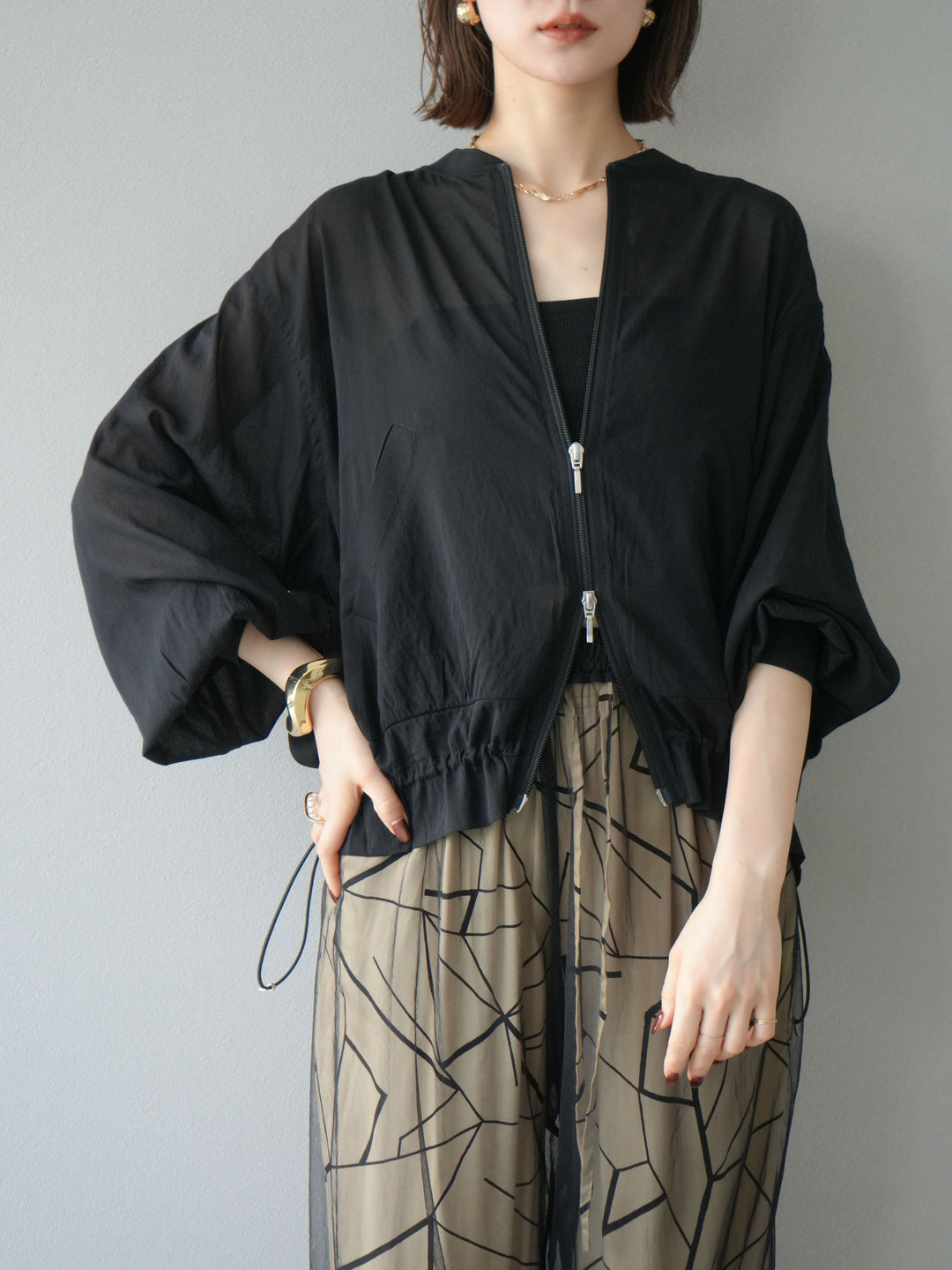 [預訂] Washer Sheer Blouson/黑色