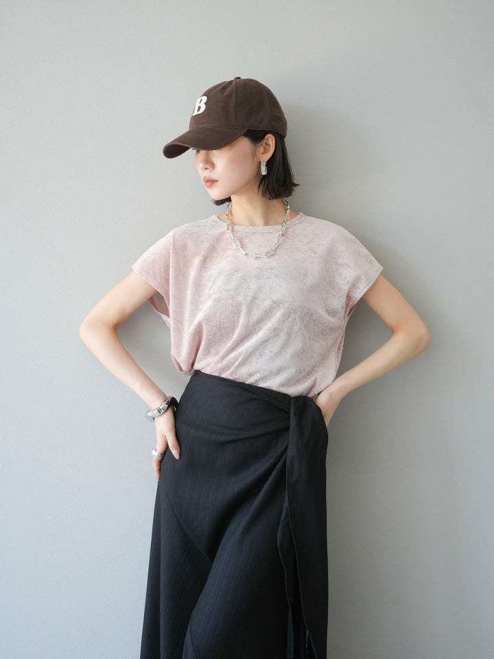 [SET]シアーベロアプルオーバー+サイド巻きツイルスカート(2set)