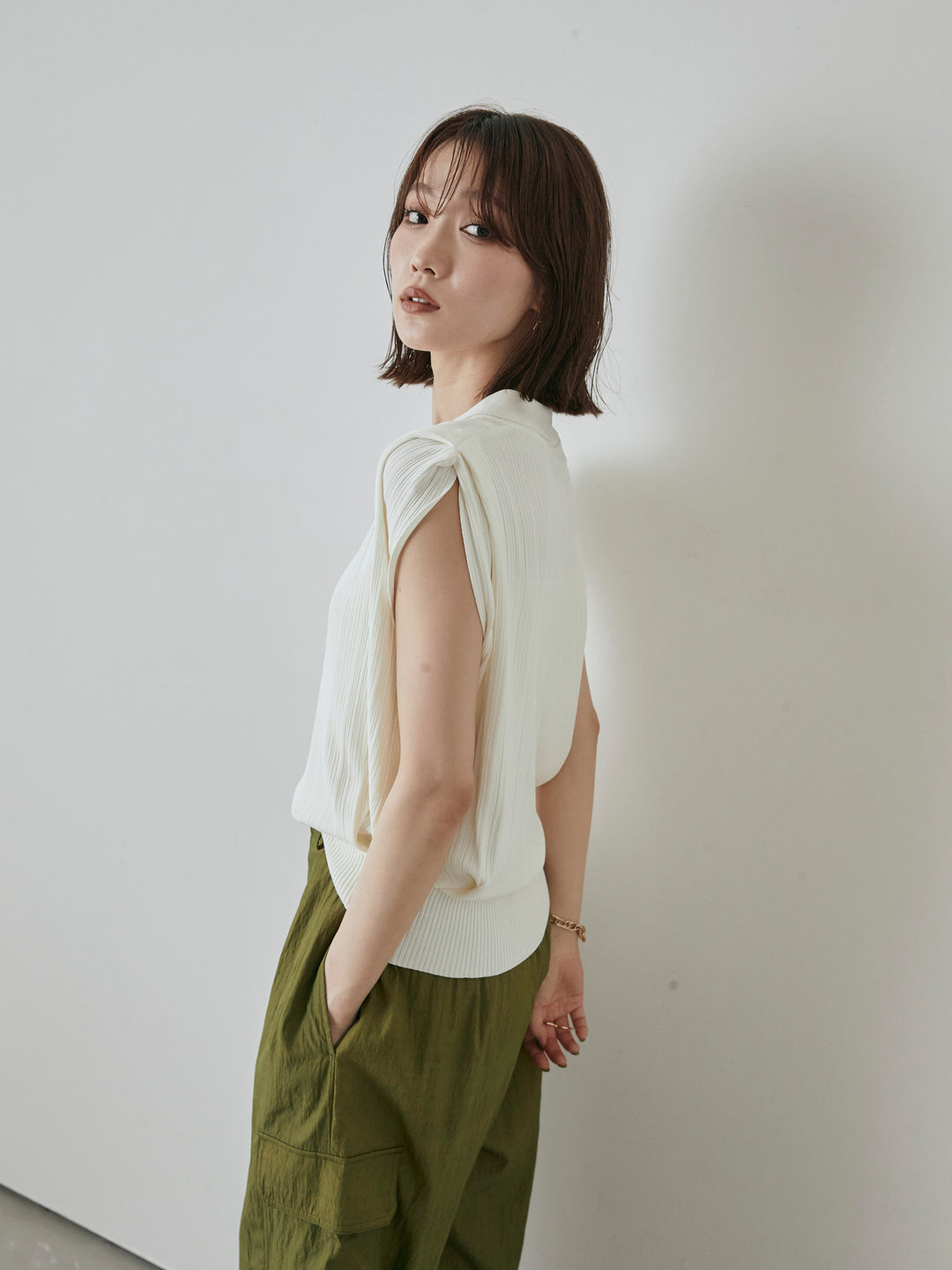 [予約]ランダムリブポロニットベスト/オフ