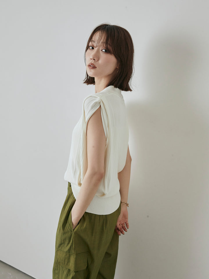 [予約]ランダムリブポロニットベスト/オフ