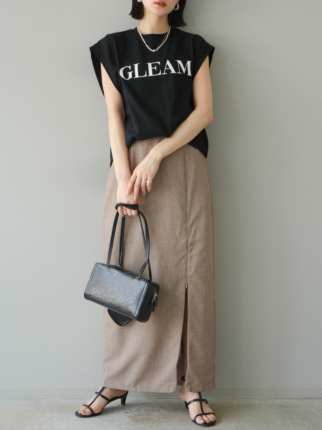 [預訂] 後標logo印花美國棉質T卹/黑色