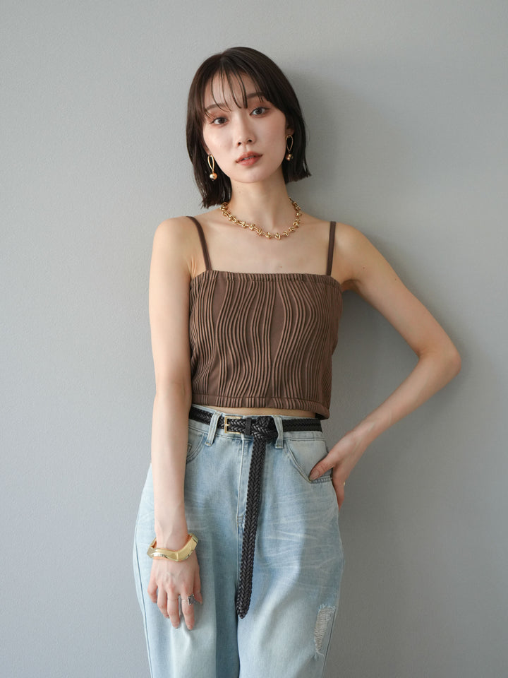 [SET]ウェーブパイピングカップ付ベアキャミソール+ウェーブパイピングカップ付ベアキャミソール(2set)