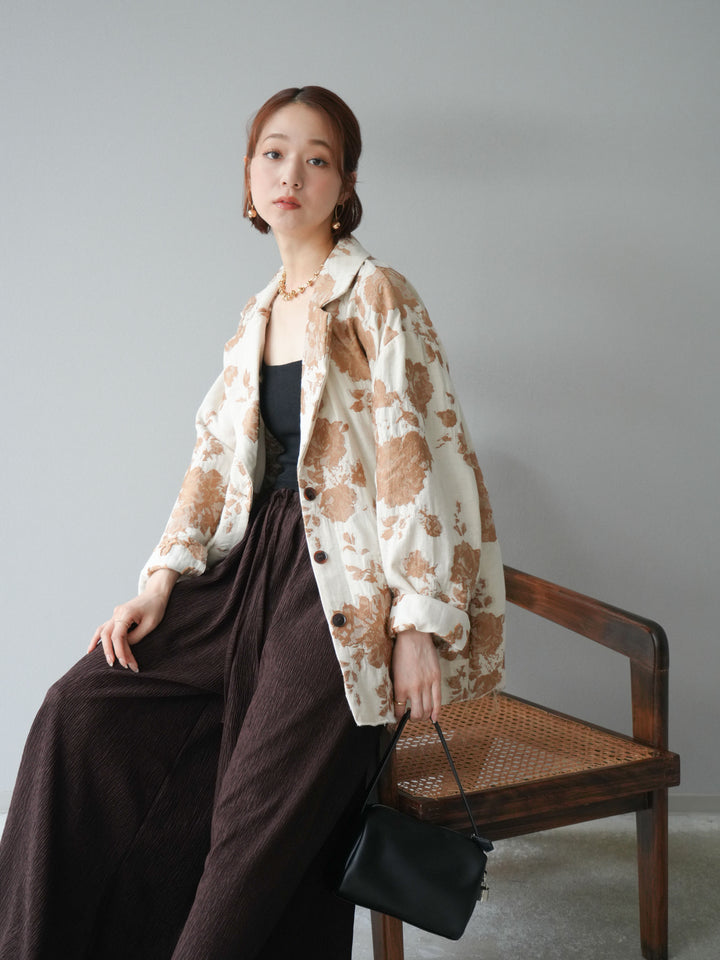 [予約]ジャガードカットオフジャケット/ベージュ