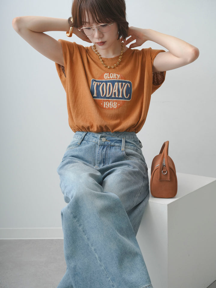 [SET]ヴィンテージロゴドロストTEE+ショルダータックノースリーブオーバーTEE(2set)